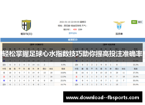 轻松掌握足球心水指数技巧助你提高投注准确率